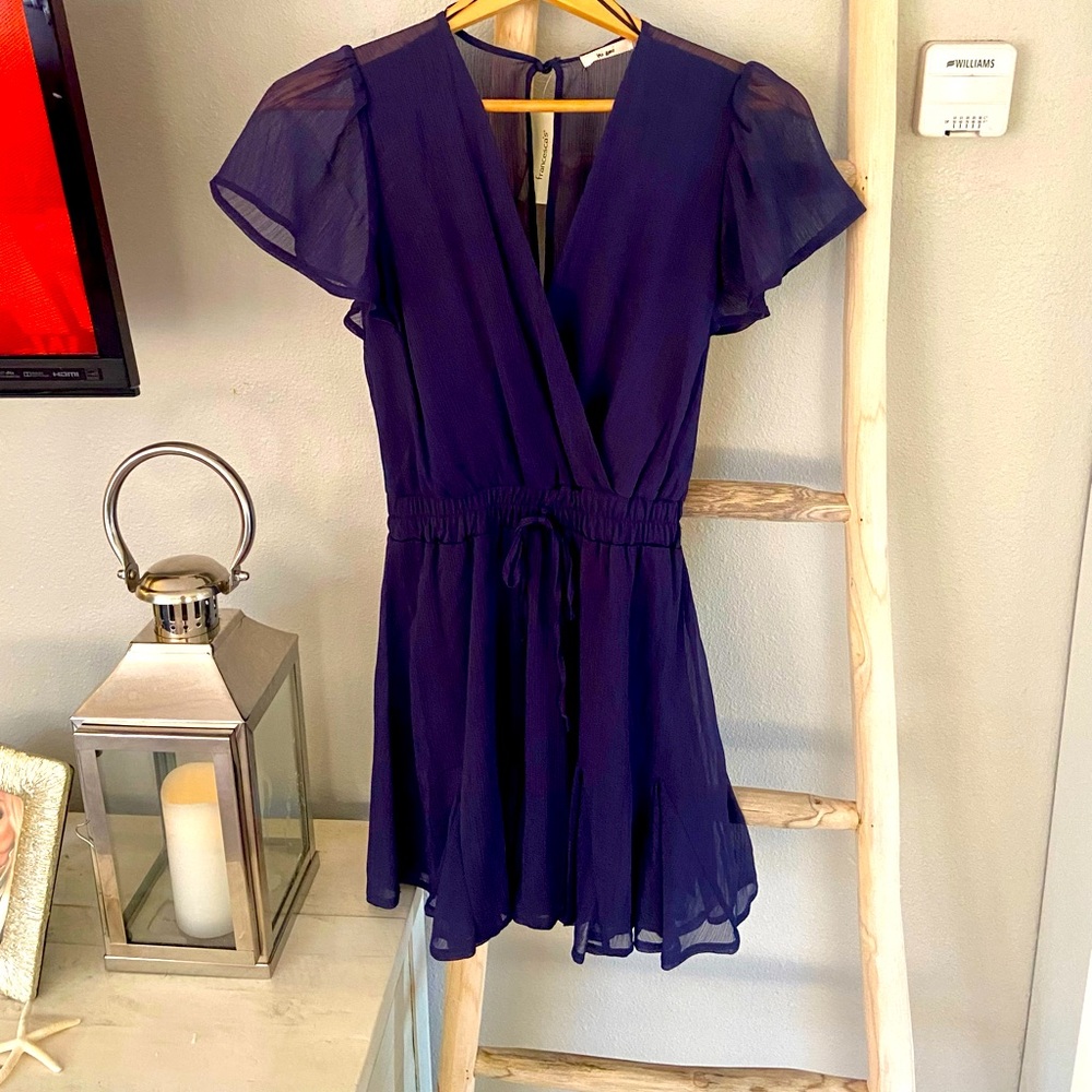 BNWT ! Chiffon Navy Blue Romper ❤️
